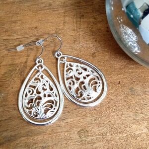 Filigree Silver Drop Earrings